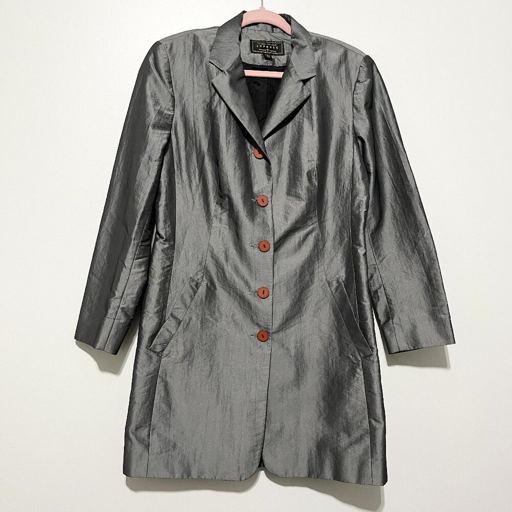 Express Womens Vintage Taffeta Trench Coat 8 Futuristic Cyberpunk Maximalist